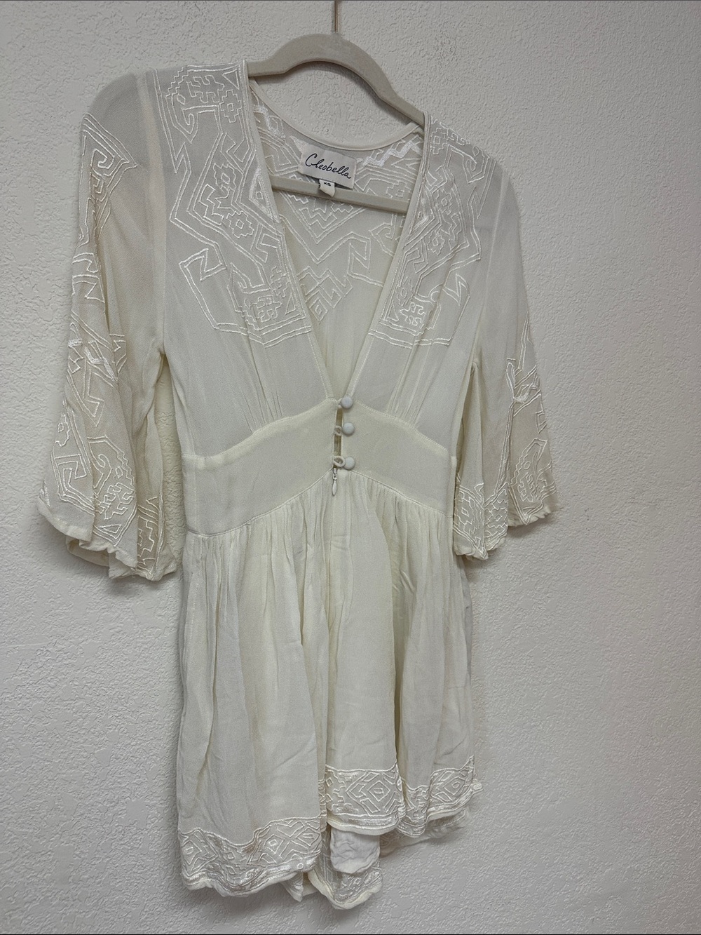 Cleobella womans embroidered cream ivory romper size XS - Picture 3 of 4